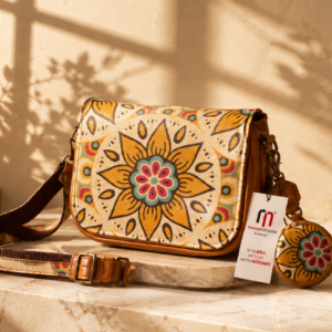 Mandela Print Leather Ladies Sling Bag – African-Inspired Everyday Elegance