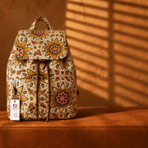 Mandela Print Leather Backpack – African-Inspired Laptop Bag