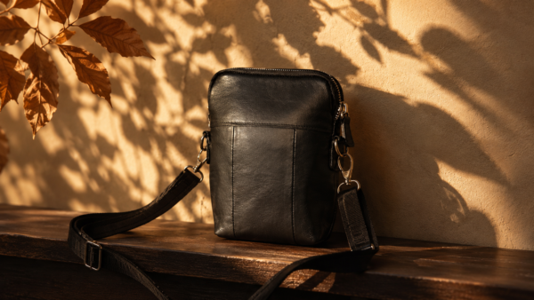 Black Leather Unisex Sling Bag – Everyday Crossbody