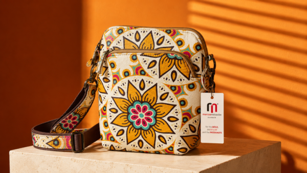 Mandela Print Unisex Leather Sling Bag – African-Inspired Everyday Crossbody