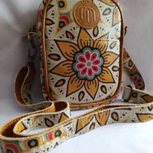 Unisex Mandela Print Leather Sling Bag – African-Inspired Crossbody
